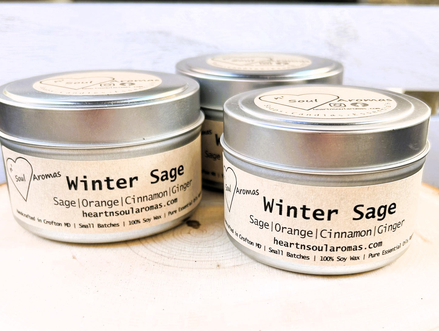 Winter Sage – 100% Soy Wax Candle Hand Poured With Pure Essential Oils.
