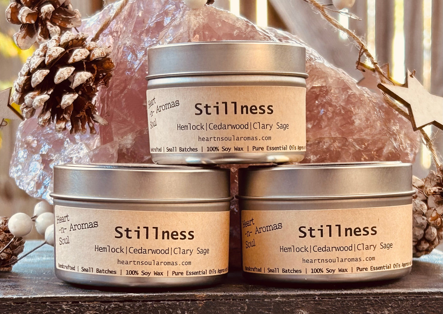 Stillness – All natural soy wax candle hand poured with pure essential oils.