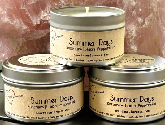 Summer Days  - 100% Soy Wax Candle Hand Poured With Pure Essential Oils.