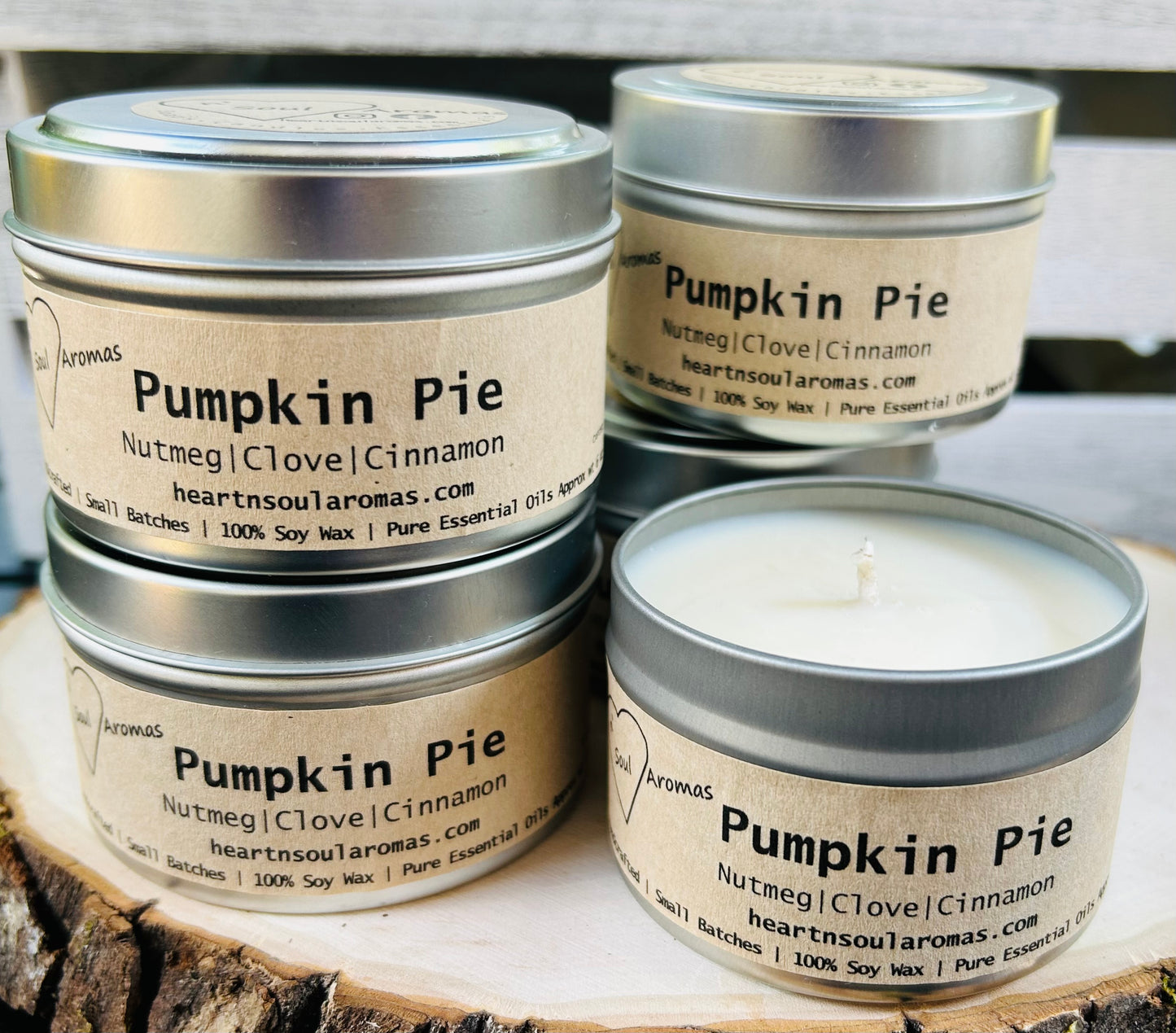 Pumpkin Pie – 100% Soy Wax Candle Hand Poured With Pure Essential Oils.