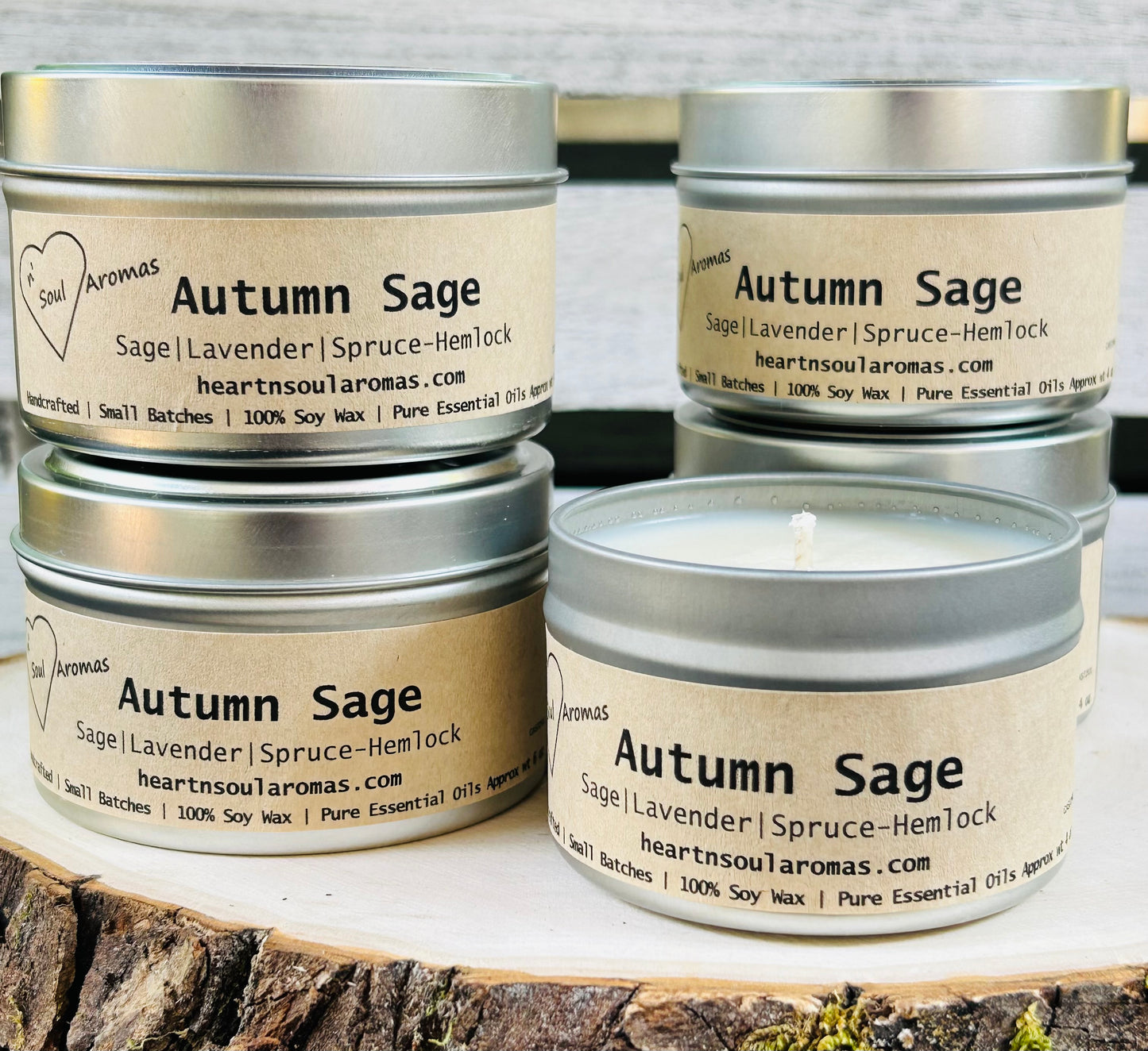 Autumn Sage - 100% Soy Wax Candle Hand Poured With Pure Essential Oils.