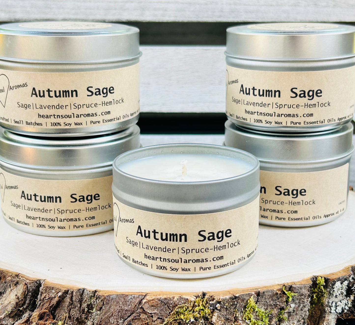 Autumn Sage - 100% Soy Wax Candle Hand Poured With Pure Essential Oils.