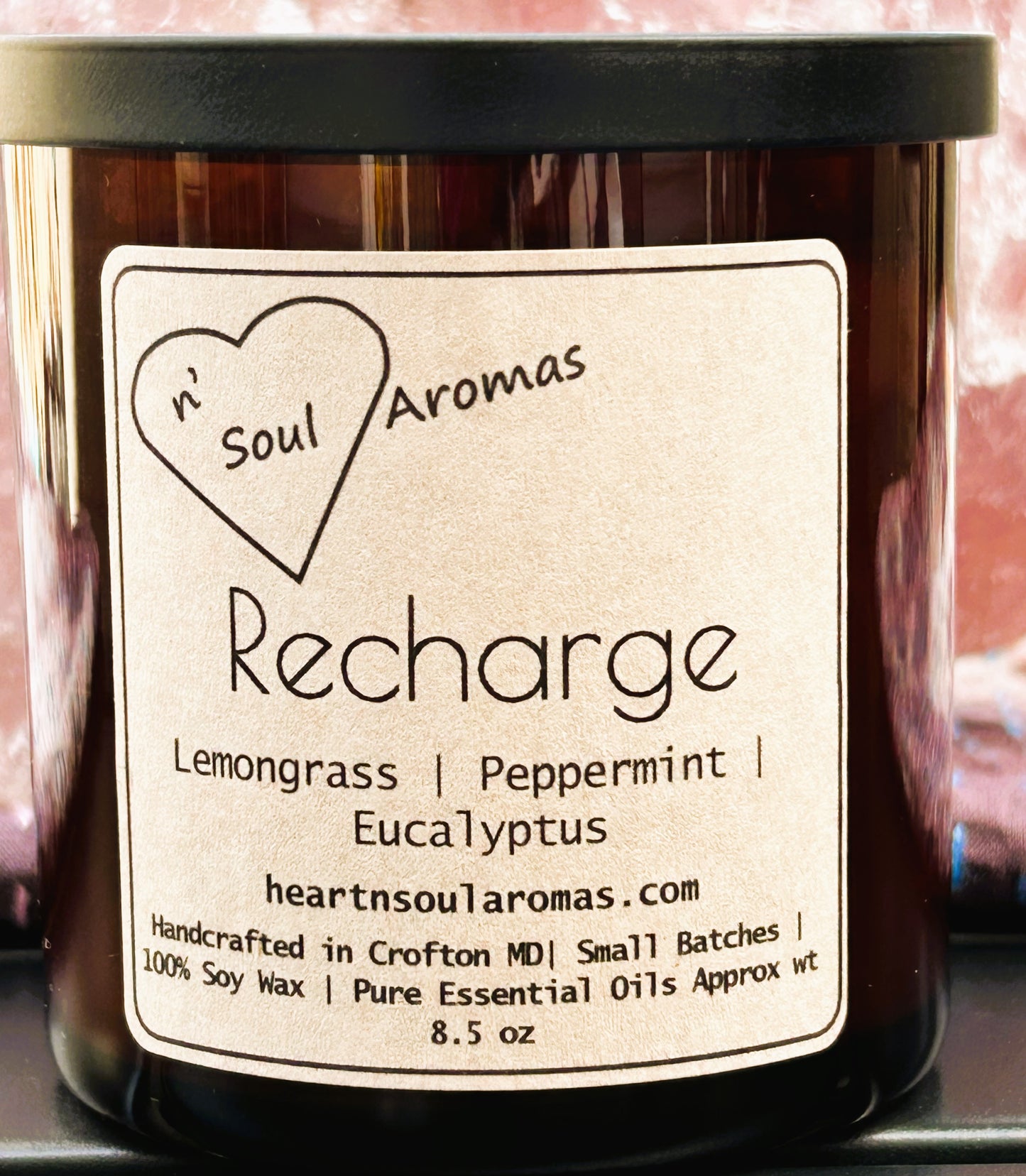 Recharge soy candle amber jar