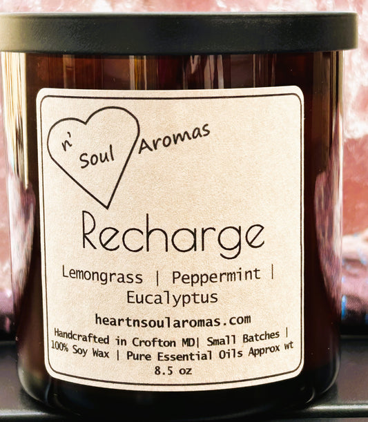 Recharge soy candle amber jar