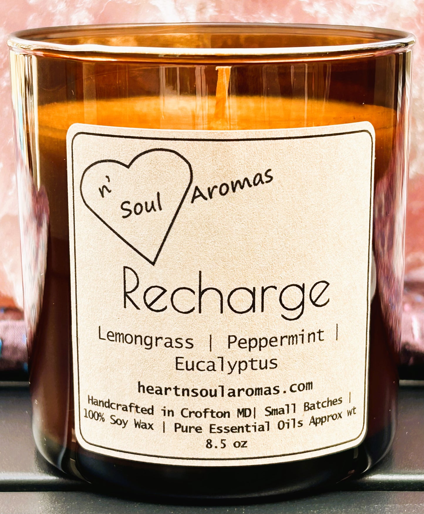 Recharge Soy Wax Candle Amber Jar