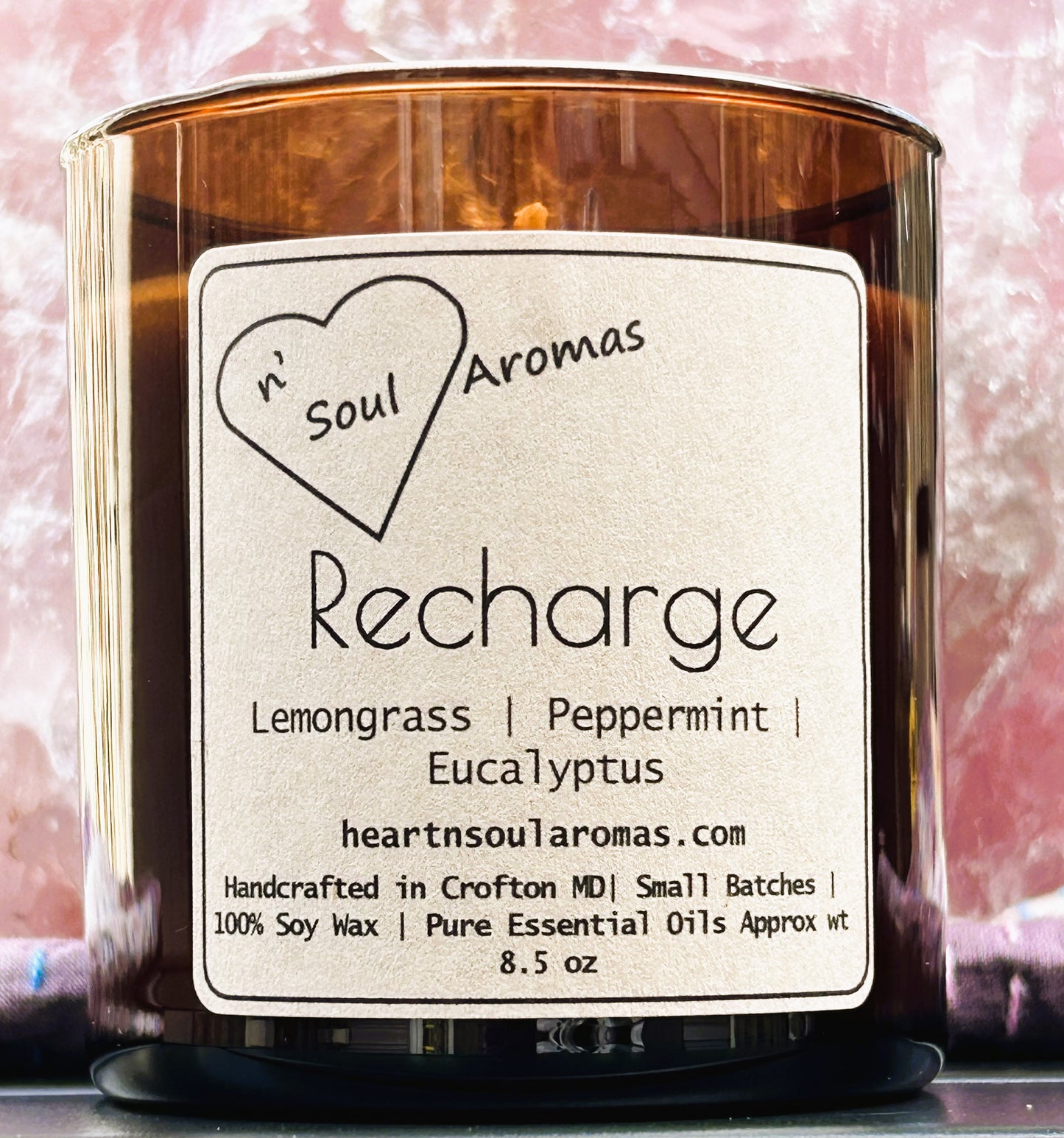 Recharge Soy Wax Candle Amber Jar